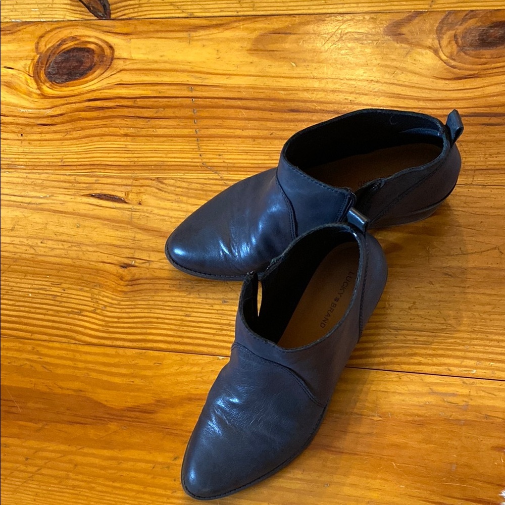 Lucky brand leather booties blue black color size 9